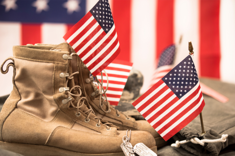 Flags and boots on display in Sacramento — a poignant tribute to fallen and serving service members.